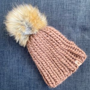 Brown Toque with Faux Fur Top